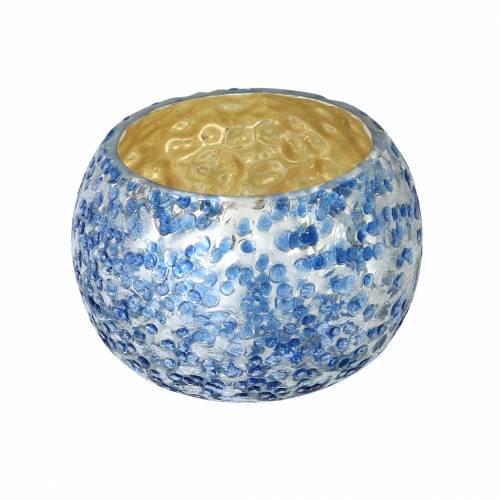 Floristik24 Lanterna in Vetro Argento Blu Ø8.5cm H6cm