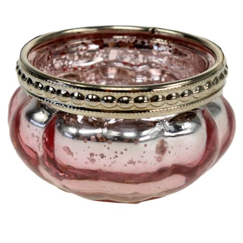 Floristik24 Tea light in vetro rosa Ø6cm H3.5cm