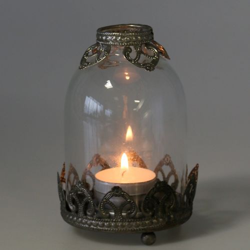 Floristik24 Lanterna in vetro tealight Vintage Ø8,5cm H14cm 2 pezzi