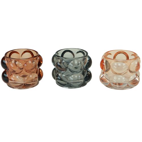 Prodotto Portacandele in vetro colorato portacandela Ø8cm H6,5cm 3 pezzi