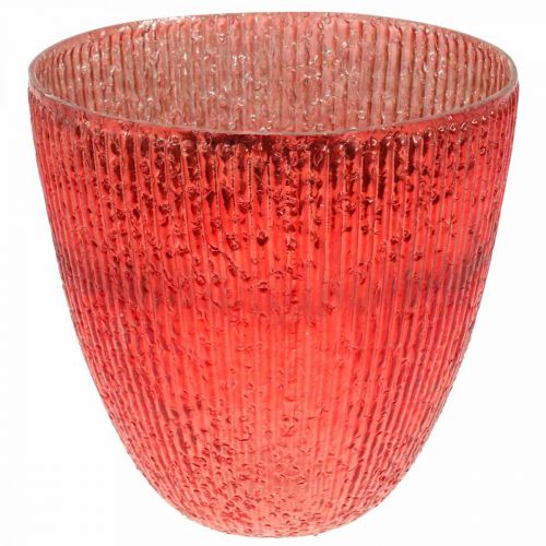 Floristik24 Candela lanterna in vetro vaso decorativo in vetro rosso Ø21cm H21.5cm