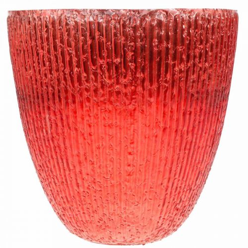 Floristik24 Candela lanterna in vetro vaso decorativo in vetro rosso Ø21cm H21.5cm
