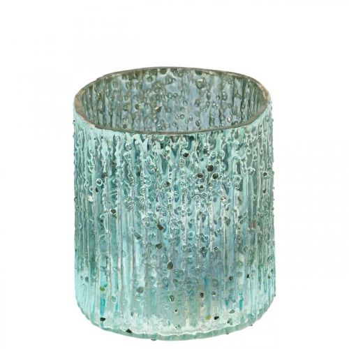 Floristik24 Candela di vetro blu lanterna in vetro candela decorazione 8cm