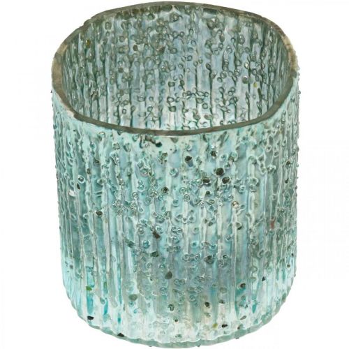 Floristik24 Candela di vetro blu lanterna in vetro candela decorazione 8cm
