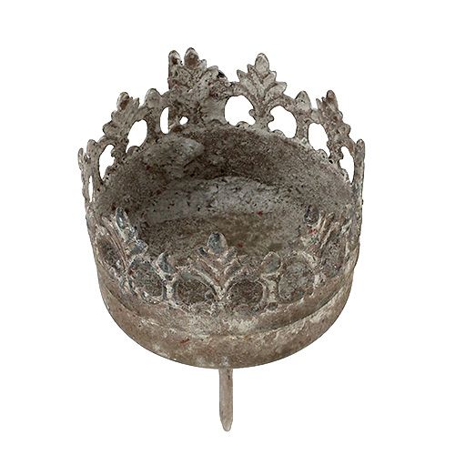 Floristik24 Portacandela antico Ø5cm H10cm grigio