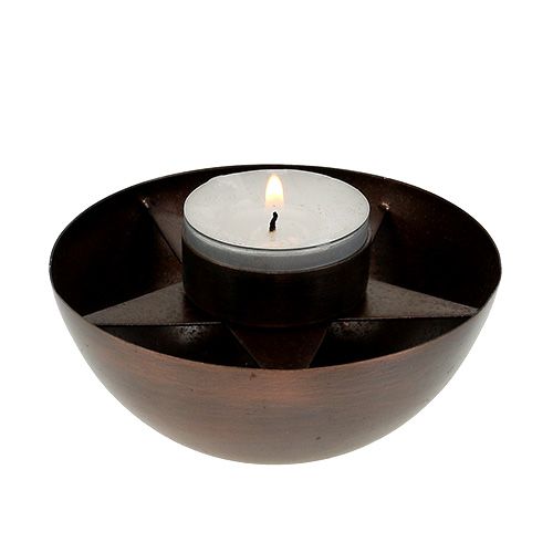 Floristik24 Portacandela marrone Ø10cm H4cm