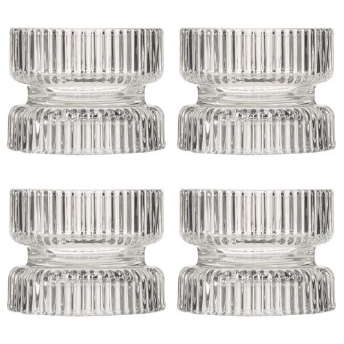 Prodotto Portacandele in vetro rigato decorativo trasparente Ø9cm H7cm 4 pz