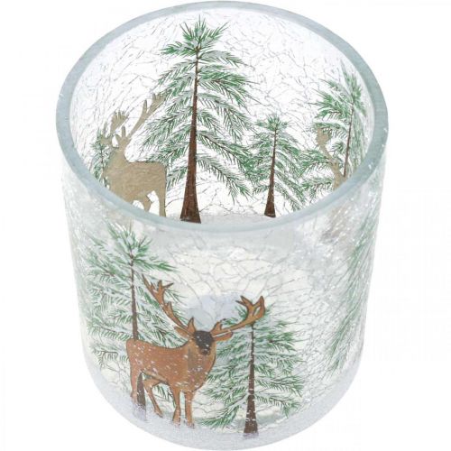 Prodotto Porta tealight in vetro natalizio crackle tealight in vetro H13cm