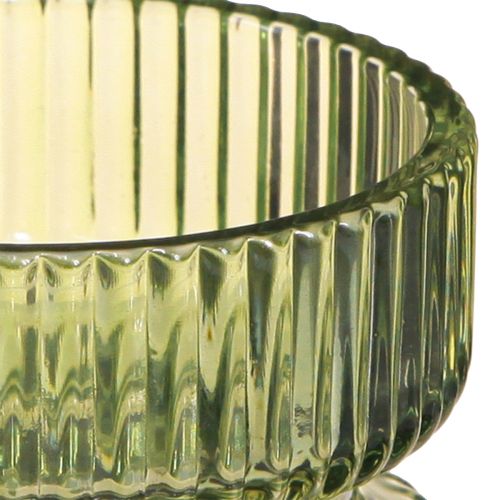 Prodotto Portacandele in vetro decorativo rigato verde Ø9cm H7cm 4 pz