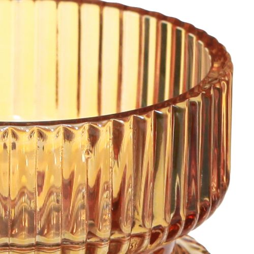 Prodotto Portacandele in vetro rigato decorativo arancione Ø9cm H7cm 4 pz