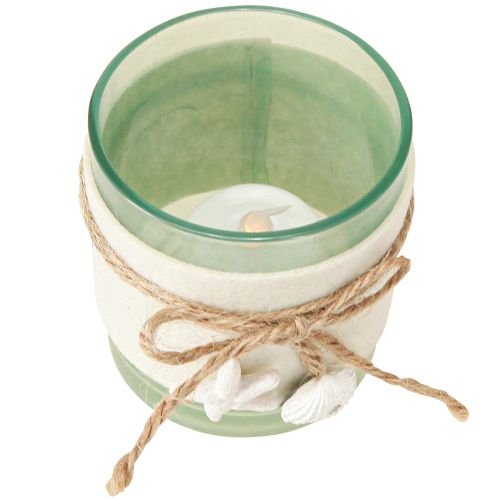 Prodotto Portacandela in vetro portacandela marittimo blu verde bianco 7,5cm 3pz