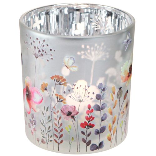 Prodotto Porta tealight in vetro papavero farfalla colorato 8 cm 4 pz