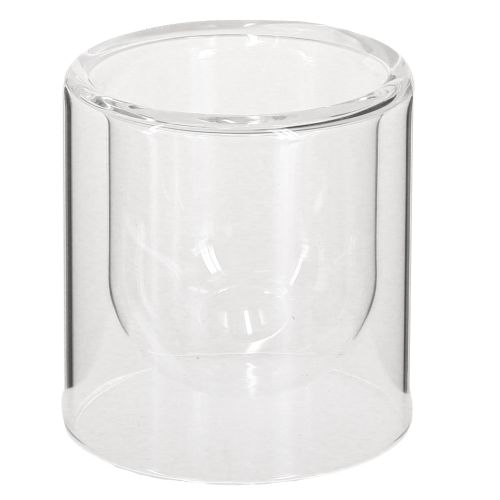 Portacandele in vetro trasparente Lanterna Ø7,5cm H8cm 4 pz