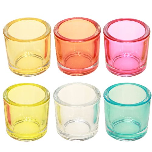 Prodotto Portacandele in vetro lanterne colorate assortite Ø6,5cm H6cm 6pz