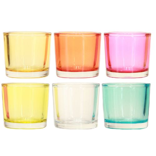 Prodotto Portacandele in vetro lanterne colorate assortite Ø6,5cm H6cm 6pz