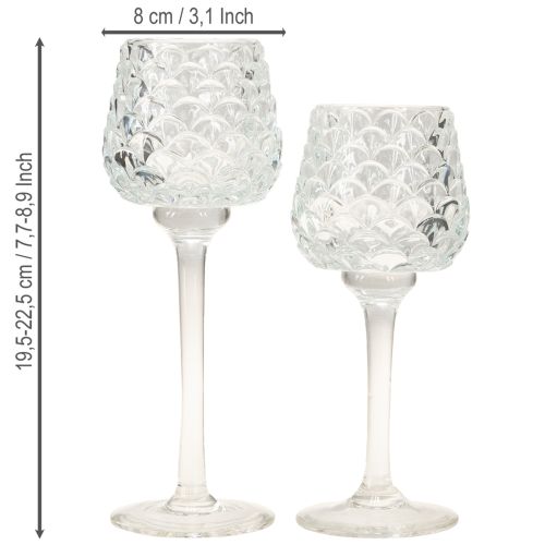 Prodotto Portacandele in vetro conico con base H19,5/22,5 cm, set da 2