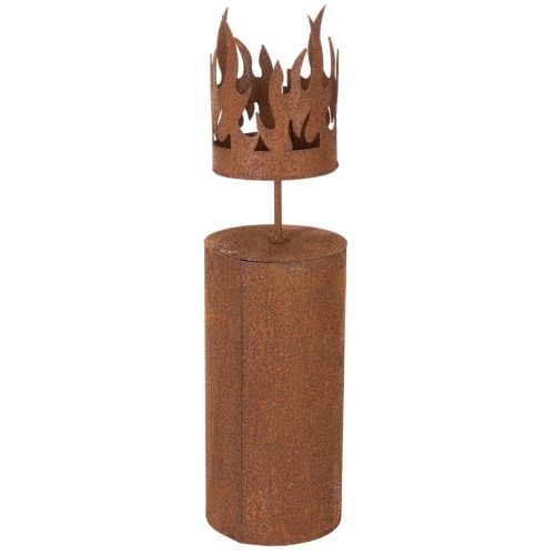 Portacandela in Metallo Effetto Ruggine a Forma di Candela H36cm | Floristik24.it