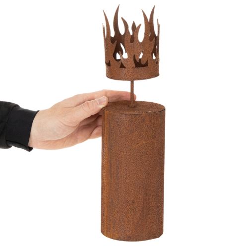 Portacandela in Metallo Effetto Ruggine a Forma di Candela H36cm | Floristik24.it