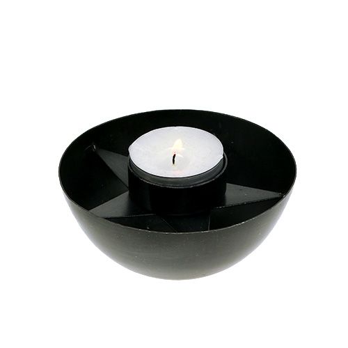 Floristik24 Porta tealight metallo Ø10cm H4cm nero 1p