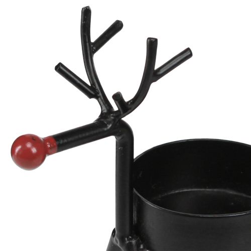 Floristik24 Porta tealight renna in metallo con naso rosso nero 11,5 cm 6 pezzi