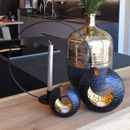 Prodotto Portacandela decorazione da tavola oro nero metallo 19×11×17cm
