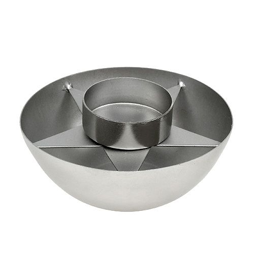 Floristik24 Portacandela argento Ø10cm H4cm 1pz