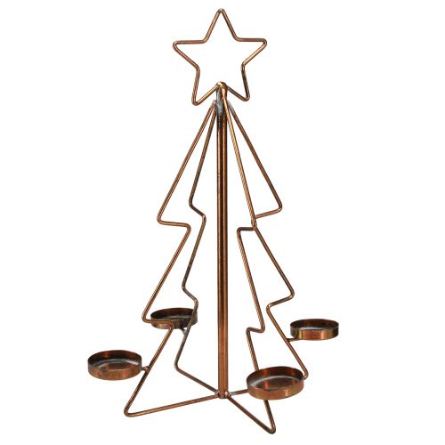 Porta tealight decorazione da tavolo per albero di Natale in bronzo Ø27cm H38cm