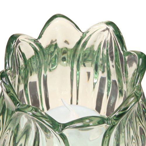 Prodotto Portacandela in vetro tulipano portacandela in vetro verde Ø7cm H16cm 2pz