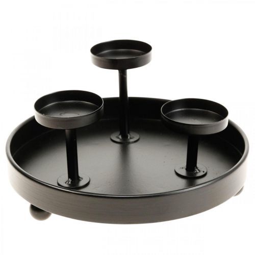 Floristik24 Portacandele in vetro uragano metallo nero Ø19cm H18cm