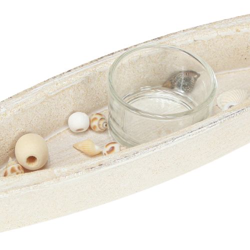 Prodotto Portacandele portacandele marittimo barca in legno assortito 31×6,5cm 2pz