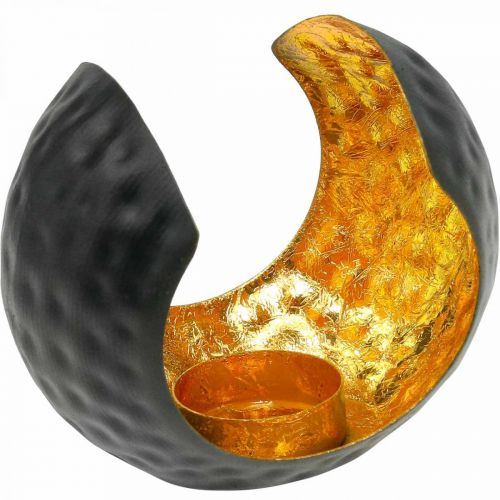 Prodotto Porta tealight decorazione da tavola oro nero metallo 12×9×10cm