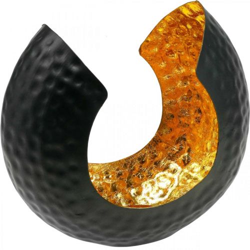 Floristik24 Portacandela decorazione da tavola oro nero metallo 19×11×17cm