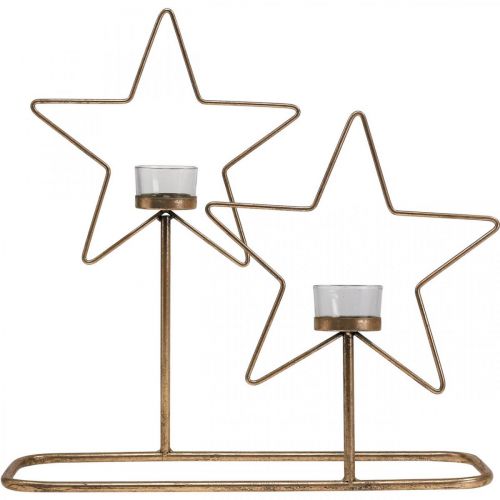 Prodotto Portacandela Star Metal Golden Vintage 2 fiamme L38cm