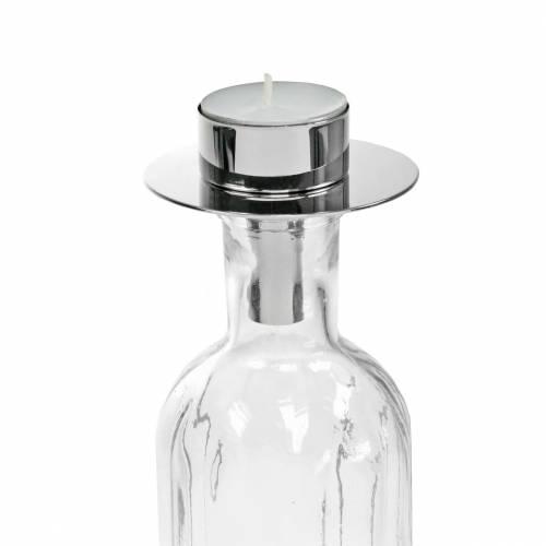 Floristik24 Portacandelina per bottiglie argento Ø7.5cm H6cm