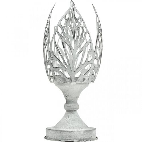 Prodotto Lanterna in metallo bianco, portacandele fiore Ø13cm H30cm