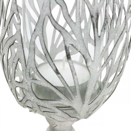 Prodotto Lanterna in metallo bianco, portacandele fiore Ø13cm H30cm