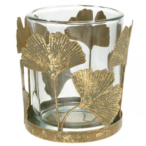 Floristik24 Portacandele foglie di ginkgo portacandele in oro ginkgo decorazione da tavola Ø8.5cm