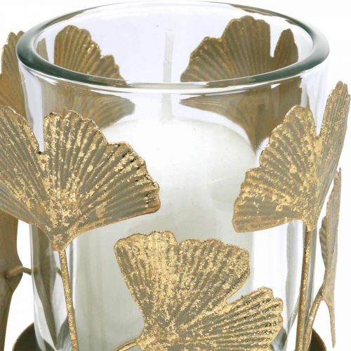 Floristik24 Portacandele foglie di ginkgo portacandele in oro ginkgo decorazione da tavola Ø8.5cm