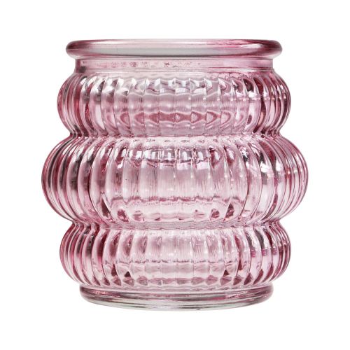 Prodotto Porta tealight decorazione in vetro viola rosa Ø7,5 cm H7,5 cm 2 pezzi