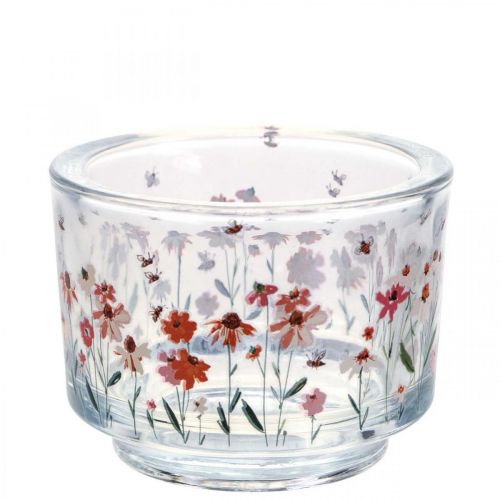 Floristik24 Porta tea light lanterna in vetro prato estivo api Ø9cm