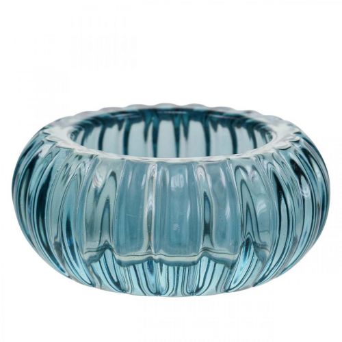 Prodotto Porta Tealight Portacandele in Vetro Rotondo Blu Ø8cm H3.5cm