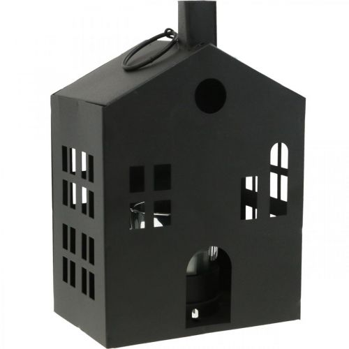 Floristik24 Portacandela casa in metallo nero, casetta luminosa Ø4.4cm H18cm