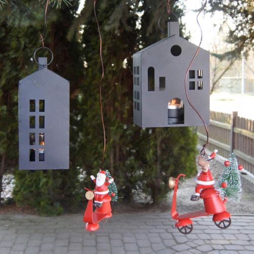 Floristik24 Portacandela casa in metallo nero, casetta luminosa Ø4.4cm H18cm