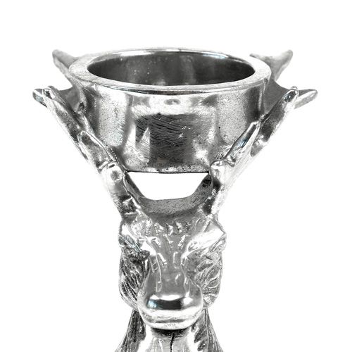 Floristik24 Porta tealight testa di cervo argento 8,5 cm