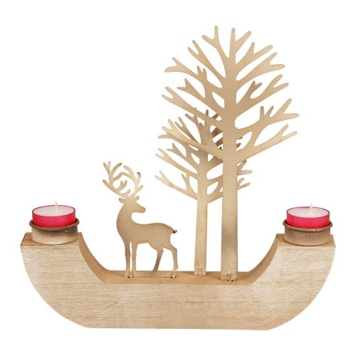 Prodotto Portacandela in legno metallo decorazione cervo foresta 23,5 cm