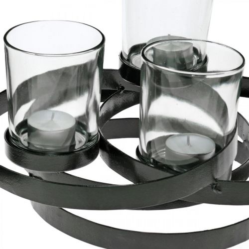 Floristik24 Portacandela dell'avvento in metallo tondo nero 4 bicchieri 34×26×18cm