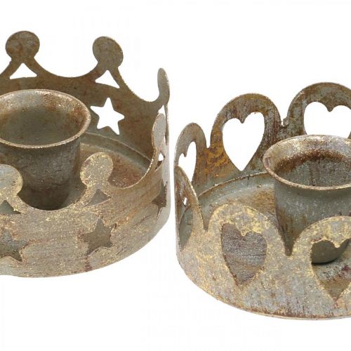 Floristik24 Portacandele in metallo per candele coniche ottica anticata oro Ø7cm 4pz