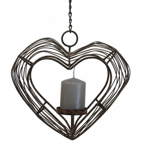 Floristik24 Porta tea light in metallo decorazione da appendere decorazione ruggine cuore 22×7×20cm