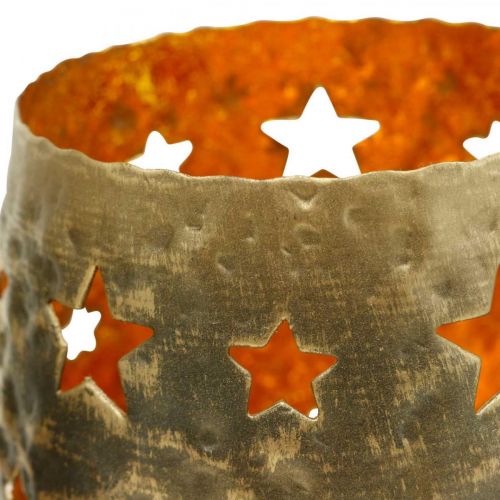 Floristik24 Portacandela Decorazione natalizia stelle ottica anticata metallo dorato Ø9cm H13cm