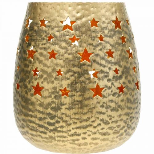 Floristik24 Decorazione natalizia portacandela in metallo con stelle dorate Ø18cm H20cm